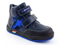 35124Б ШагоВита (Shagovita), ботинки детские демисезонные ортопедические профилактические, кожа, байка, черный, синий в Нижнем Новгороде