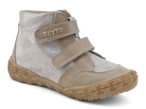 201-191,138 Тотто (Totto), ботинки демисезонние детские профилактические на байке, кожа, серо-бежевый в Нижнем Новгороде