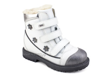 153-03 (31-33)  Бос(Bos), ботинки детские зимние профилактические, натуральная шерсть, кожа, белый, серый 