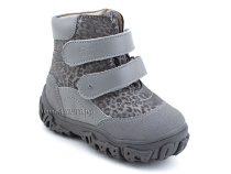 520-11 (21-26) Твики (Twiki) ботинки детские зимние ортопедические профилактические, кожа, натуральный мех, серый, леопард в Нижнем Новгороде
