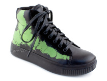 55317Б ШагоВита (Shagovita), ботинки детские  профилактические, кожа, байка, черный, зеленый в Нижнем Новгороде