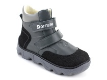 BL-271(3) Боттилини (Bottilini), ботинки  детские демисезонные ортопедические профилактические, кожа, байка, серый в Нижнем Новгороде