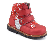 2031-13 Миниколор (Minicolor), ботинки детские ортопедические профилактические утеплённые, кожа, байка, красный в Нижнем Новгороде
