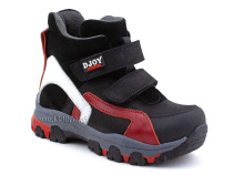 026-111-214-422-01-143 (26-30) Джойшуз (Djoyshoes) ботинки детские ортопедические профилактические утеплённые, замша, велюр, кожа, черный, красный, белый в Нижнем Новгороде